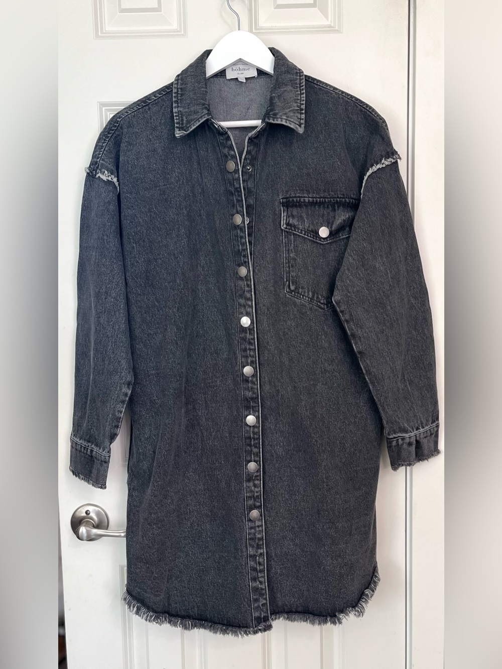 bohme Washed Charcoal Oversized Denim Shacket Dress NWOT